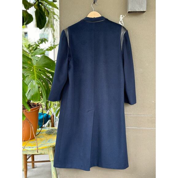 Vintage Jacobson’s Made in USA 100% Wool Navy Blue Double Breasted Tweed Coat 44 - Picture 3 of 9